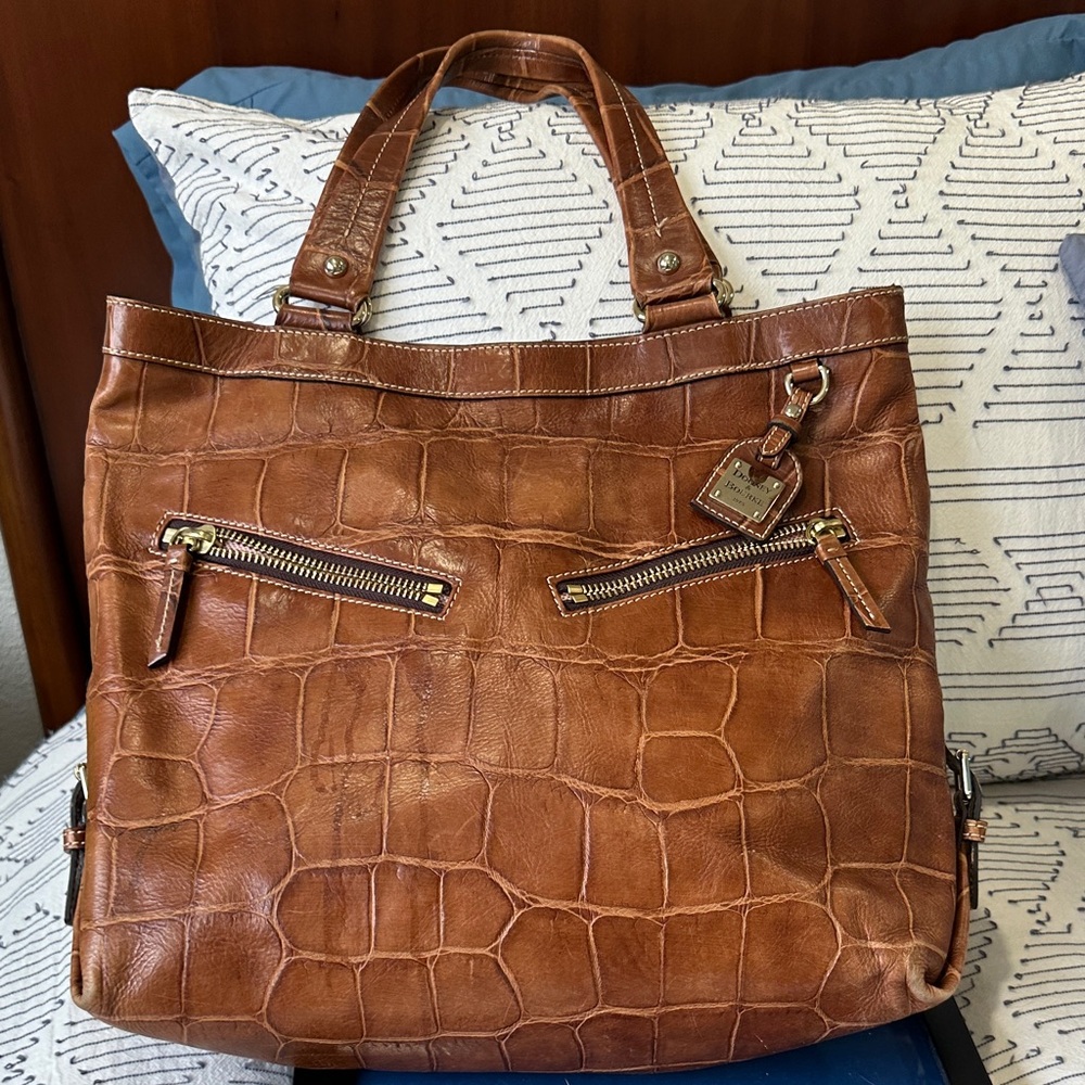 Dooney & Bourke Tan Croc-Embossed Shoulder Bag